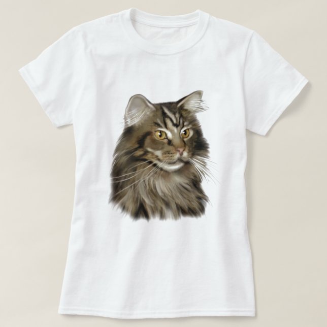Svart katt för TabbyMaine Coon T Shirt (Design framsida)