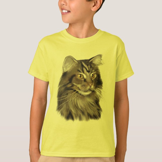 Svart katt för TabbyMaine Coon T-shirt (Framsida)