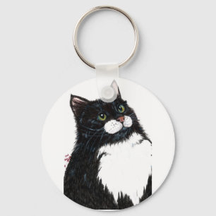 svart katt för tux nyckelring
