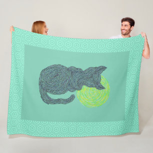 Svart katt för Z och kattungen för kattdjur för Fleecefilt