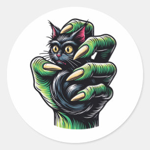 Svart katt från Witchy Hand Runt Klistermärke