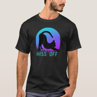 Svart Katt Fysar På Mig Jamå Retro Solnedgång Stil T Shirt