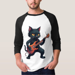 Svart katt gitarrspelare t shirt