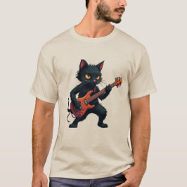 Svart katt gitarrspelare t shirt