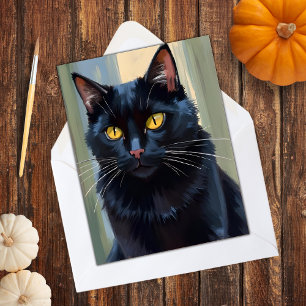 Svart katt Glad Halloween kuslig Julkort