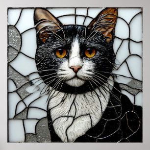 Svart Katt Glöd ✨ Mystisk Gotisk Väggkonst