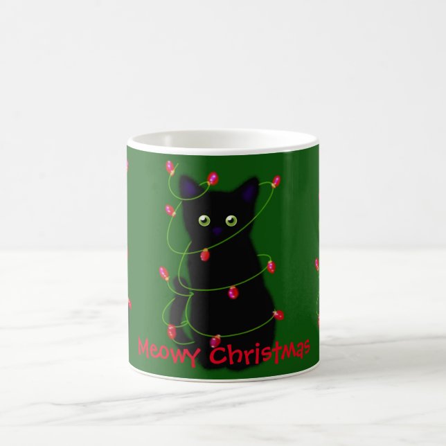 Svart katt | God jul | ljus för länkning Kaffemugg (Center)