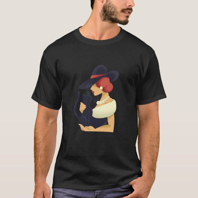 Svart katt, gotisk t shirt (Framsida)
