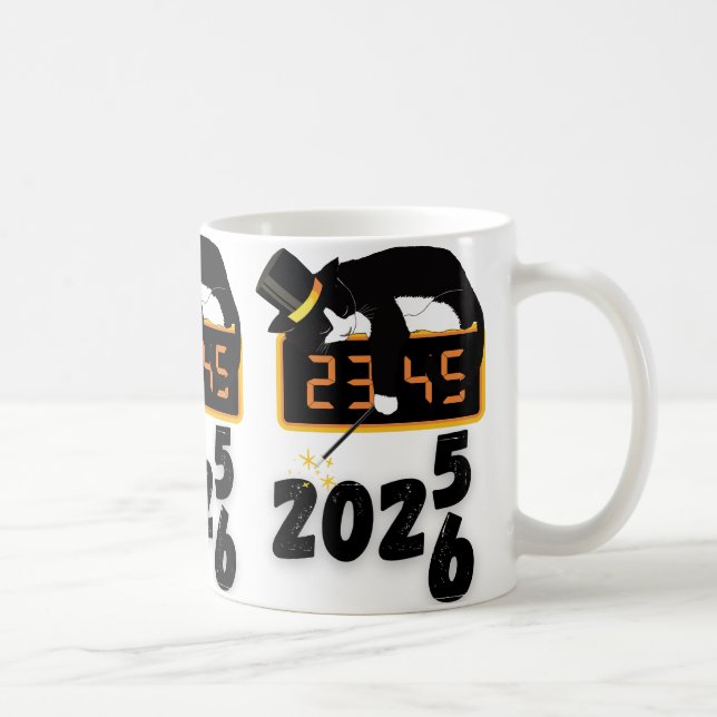 Svart katt Gott nytt år  Kaffemugg (Höger)
