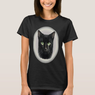 Svart katt gul & gröna ögon Cool kattpappa T Shirt