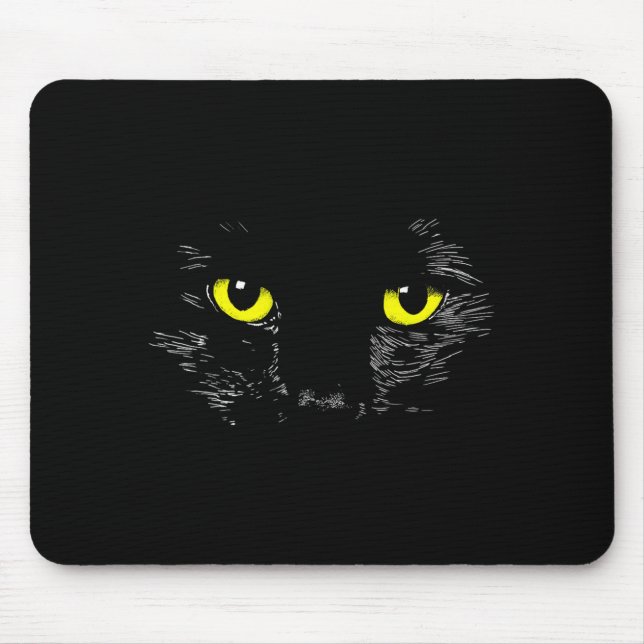 Svart katt gula ögon kattunge ansikte Halloween Musmatta (Framsidan)