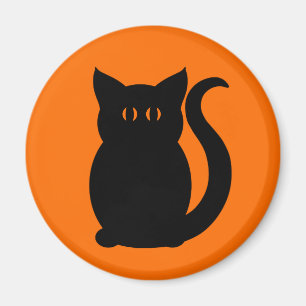 Svart katt gulliga Halloween Magnet