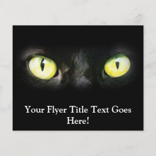 Svart katt, Gult Grönt Ögon, Sleek och Spooky Flygblad