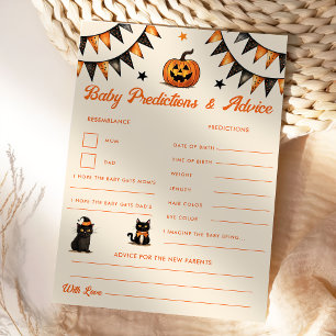 Svart Katt Halloween Baby Förutsägelser & Rådkort Inbjudningar