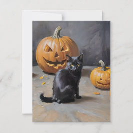 Svart katt Halloween D Julkort
