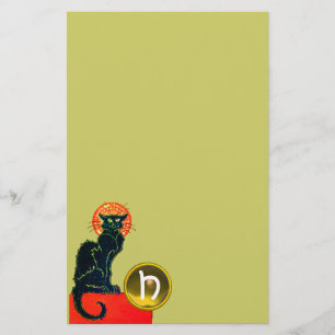 SVART KATT HALLOWEEN FEST MONOGRAM BREVPAPPER