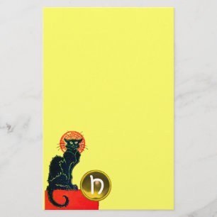 SVART KATT HALLOWEEN-FEST MONOGRAM BREVPAPPER