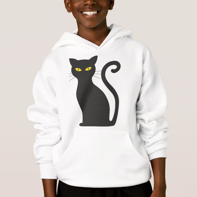 Svart katt Halloween-hoodie T Shirt (Framsida)