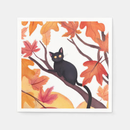 Svart Katt Halloween Höst Autumn Pappersservett