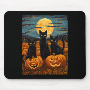 Svart Katt Halloween Kattälskare Stjärnklar Natt K Musmatta