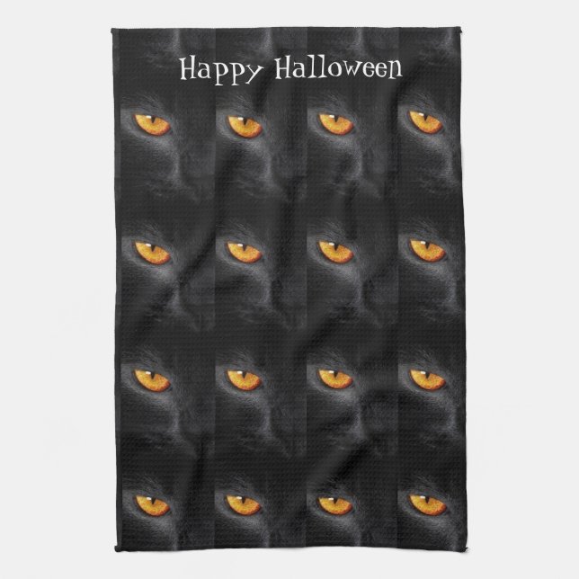 Svart katt 🙀 Halloween 🎃 kökshandduk (Vertikal)