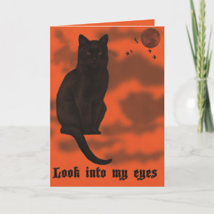 Svart katt Halloween Kort
