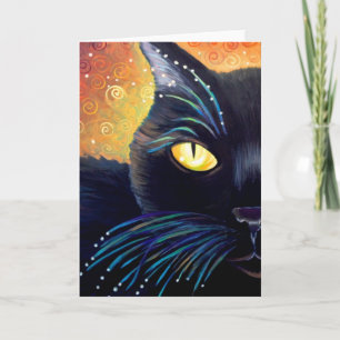 svart katt, halloween, kort, min Kahlyopee Kort