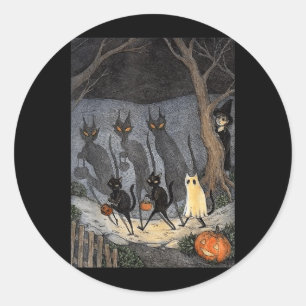 Svart katt Halloween män kvinnor Runt Klistermärke