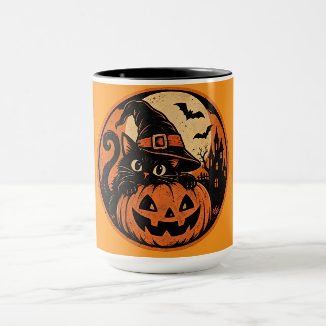 Svart katt Halloween  Mugg (Center)