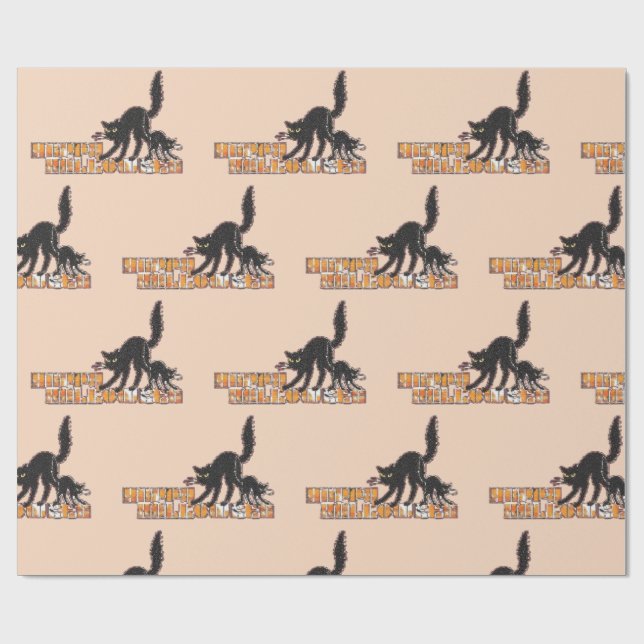 Svart katt halloween  presentpapper (Platt)