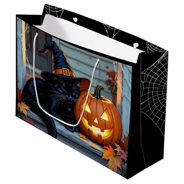 Svart katt Halloween-pumpa Skärande fest (Framsidan Vinklad)