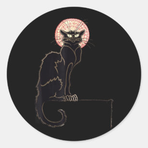 Svart Katt Halloween Rolig Kattälskare Present Sva Runt Klistermärke