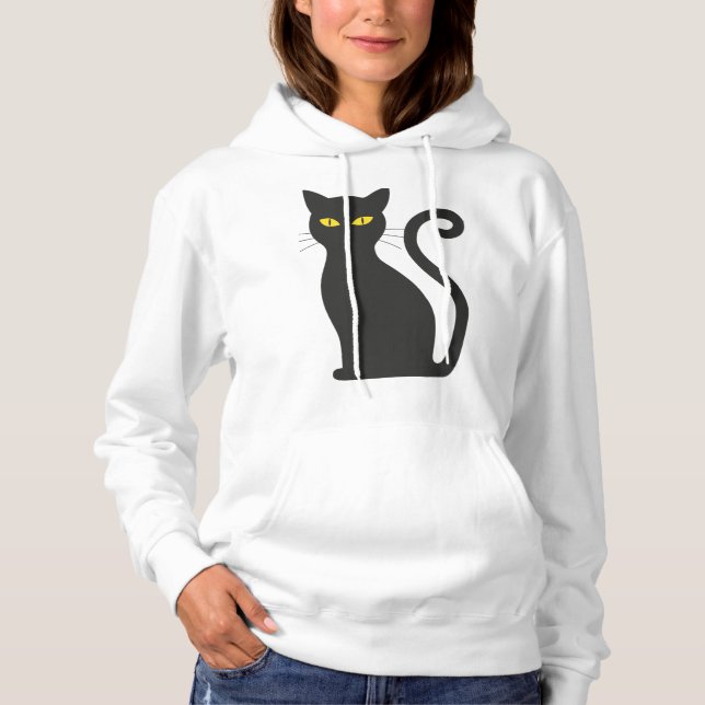 Svart katt Halloween T Shirt (Framsida)
