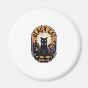 Svart katt Halloween-tröja Vintage Midnattscharm D Magnet