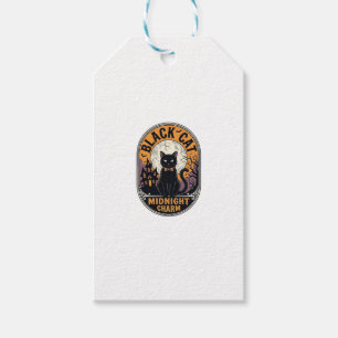 Svart katt Halloween-tröja Vintage Midnattscharm D Presentetikett