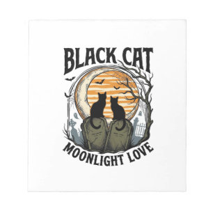 Svart katt Halloween-tröja Vintage Moon Graveyard Anteckningsblock