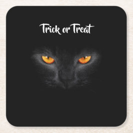 Svart katt Halloween Underlägg Papper Kvadrat