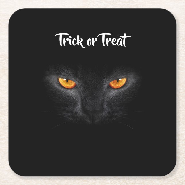 Svart katt Halloween Underlägg Papper Kvadrat (Framsidan)