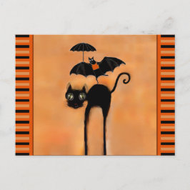 Svart katt Halloween Vykort