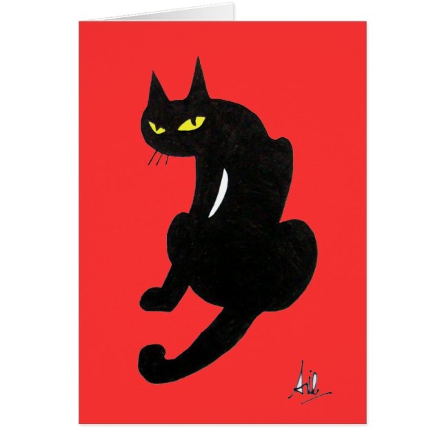 SVART KATT HALLOWEENFEST HÄLSNINGSKORT (Framsidan)