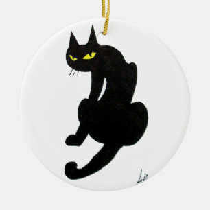 SVART KATT HALLOWEENFEST JULGRANSPRYDNAD KERAMIK