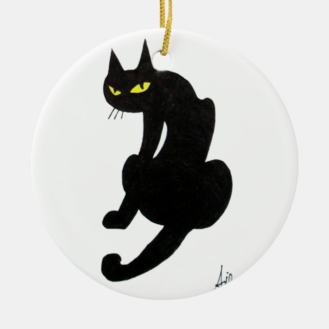 SVART KATT HALLOWEENFEST JULGRANSPRYDNAD KERAMIK (Framsidan)