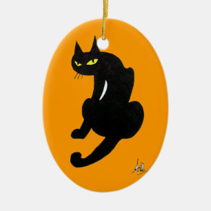 SVART KATT HALLOWEENFEST JULGRANSPRYDNAD KERAMIK