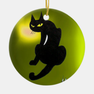 SVART KATT HALLOWEENFEST JULGRANSPRYDNAD KERAMIK