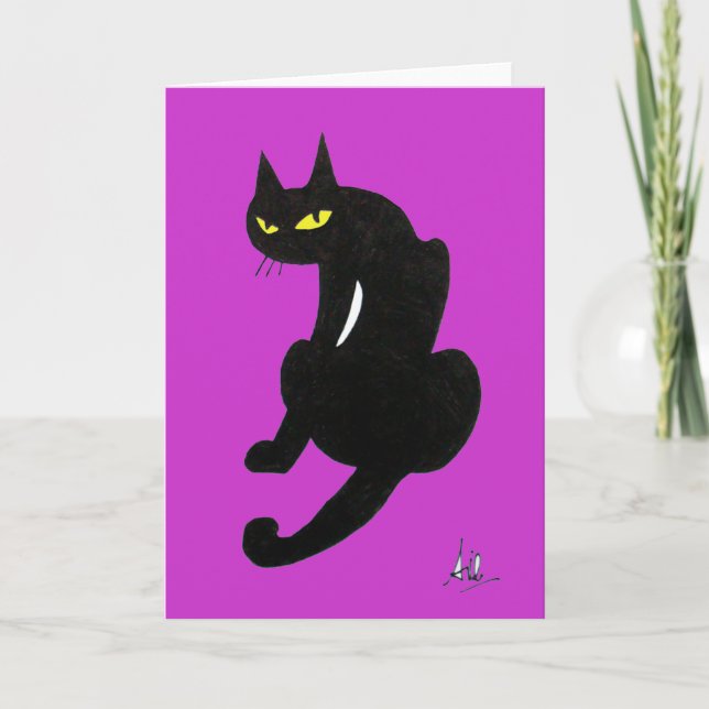 SVART KATT HALLOWEENFEST KORT (Framsida)