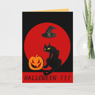 SVART KATT HALLOWEENFEST KORT