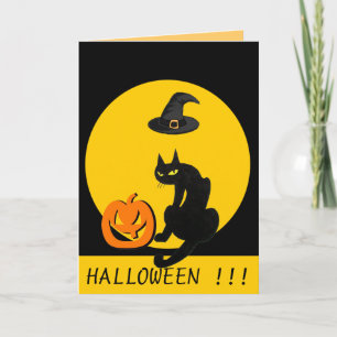 SVART KATT HALLOWEENFEST KORT