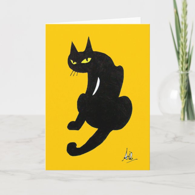 SVART KATT HALLOWEENFEST KORT (Framsida)