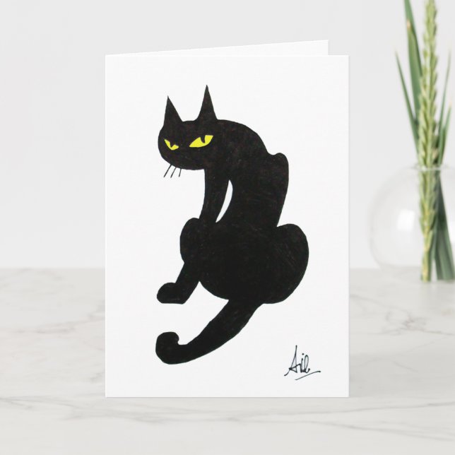 SVART KATT HALLOWEENFEST KORT (Framsida)