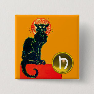 SVART KATT Halloweenfest MONOGRAM Knapp